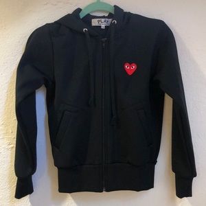 Comme des Garçons PLAY Heart Logo Zip Up Hoodie 'Black'